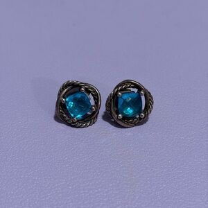 David Yurman Silver and Blue Topaz Earrings